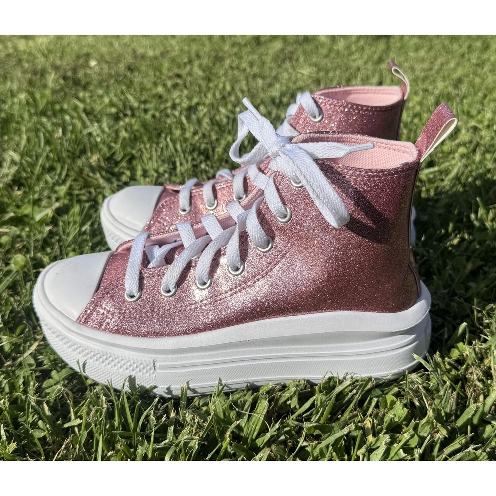 Converse Chuck Taylor All Star Kids Pink Glitter High Top Platform Shoes A05343C